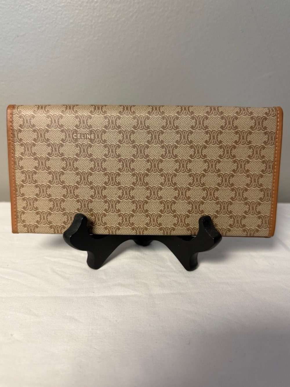 CELINE Macadam Canvas Long Bifold Wallet Beige Italy - Picture 6 of 9